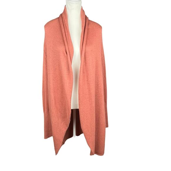 LEITH Womens Medium Pink Cardigan Shawl Collar Soft Long Open‎ Front Pockets - Picture 2 of 10